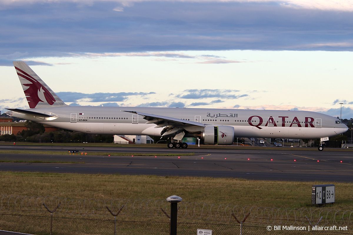 A7-BEN · Boeing 777-3DZ/ER · (SYD / YSSY)